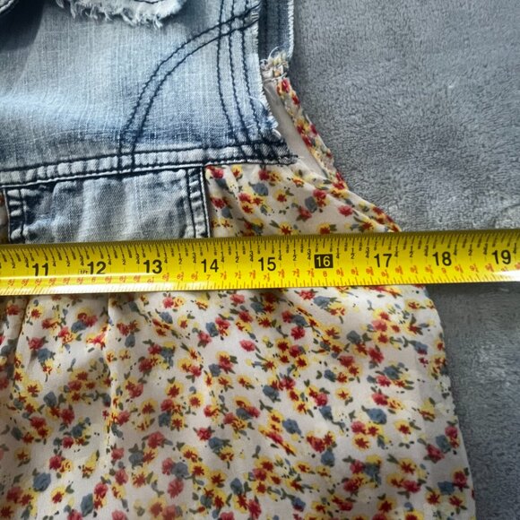 Denim & Floral Sleeveless Midi Summer Dress - Picture 7 of 11